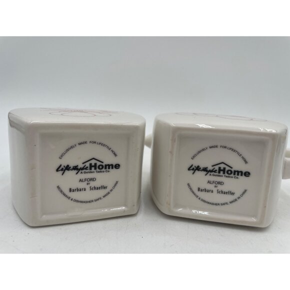 Lifestyle Home Alford Ceramic Creamer & Sugar Set Red Fruit Stitch Design - Picture 4 of 6